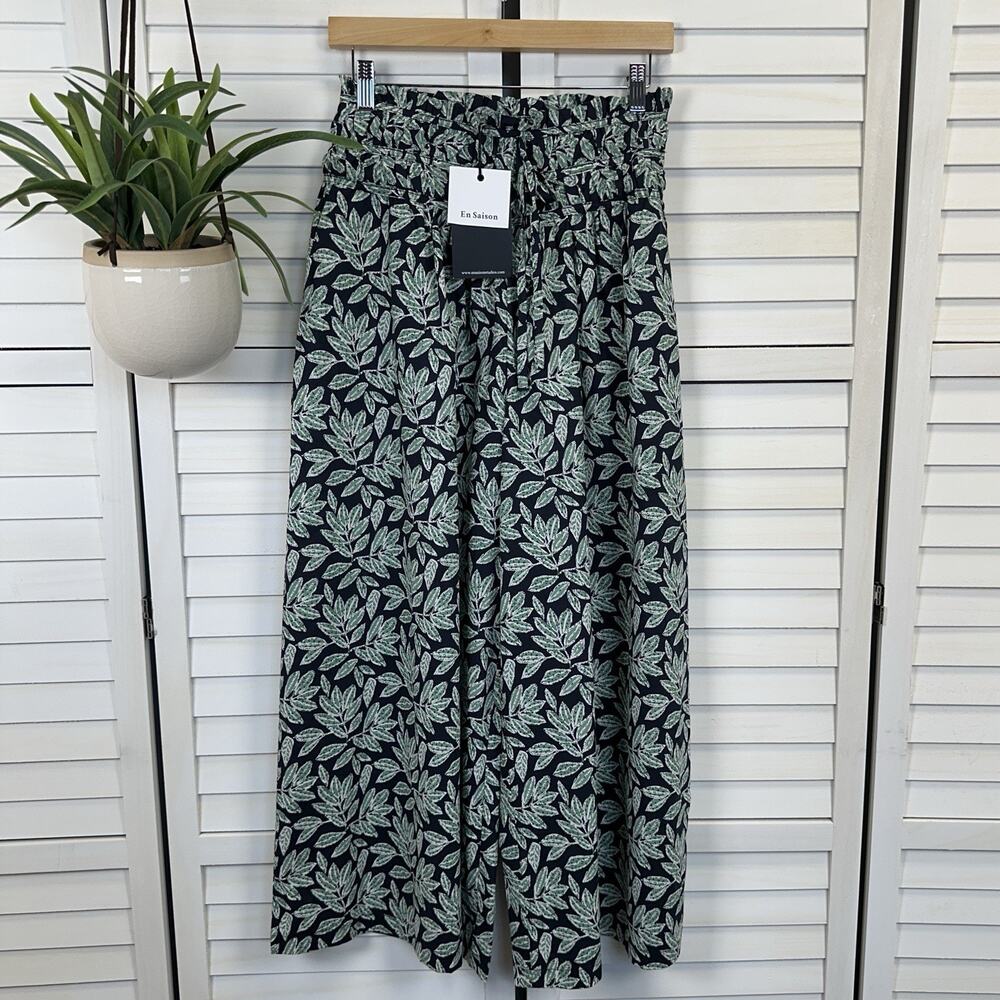 New En Saison‎ X Anthropologie Arielle Pants Wide Leg Smocked Waist Tie Size S